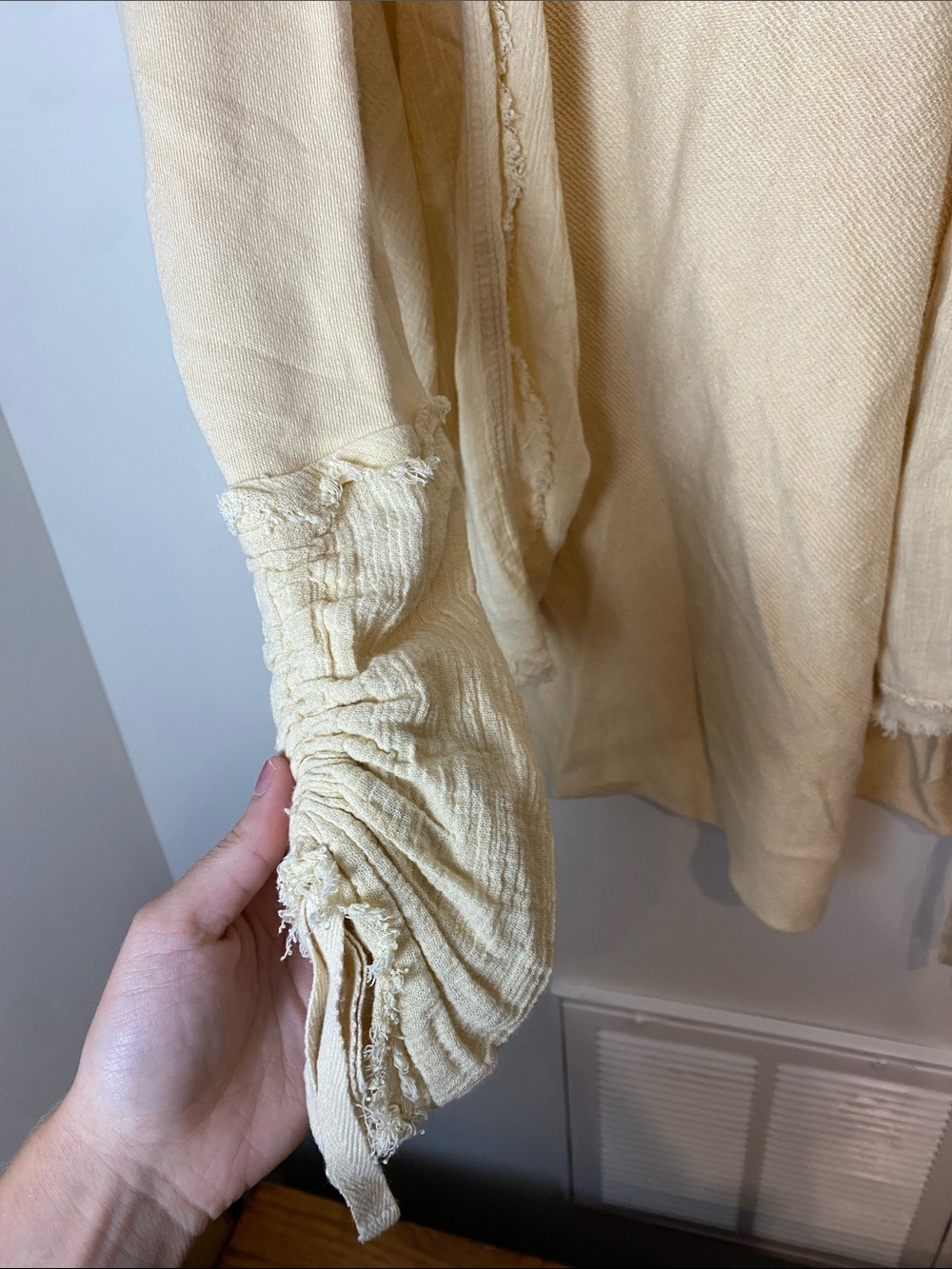 "Get Her Gauze" Drape Hooded Duster (XS) by Free People Butter Yellow - Picture 7 of 10